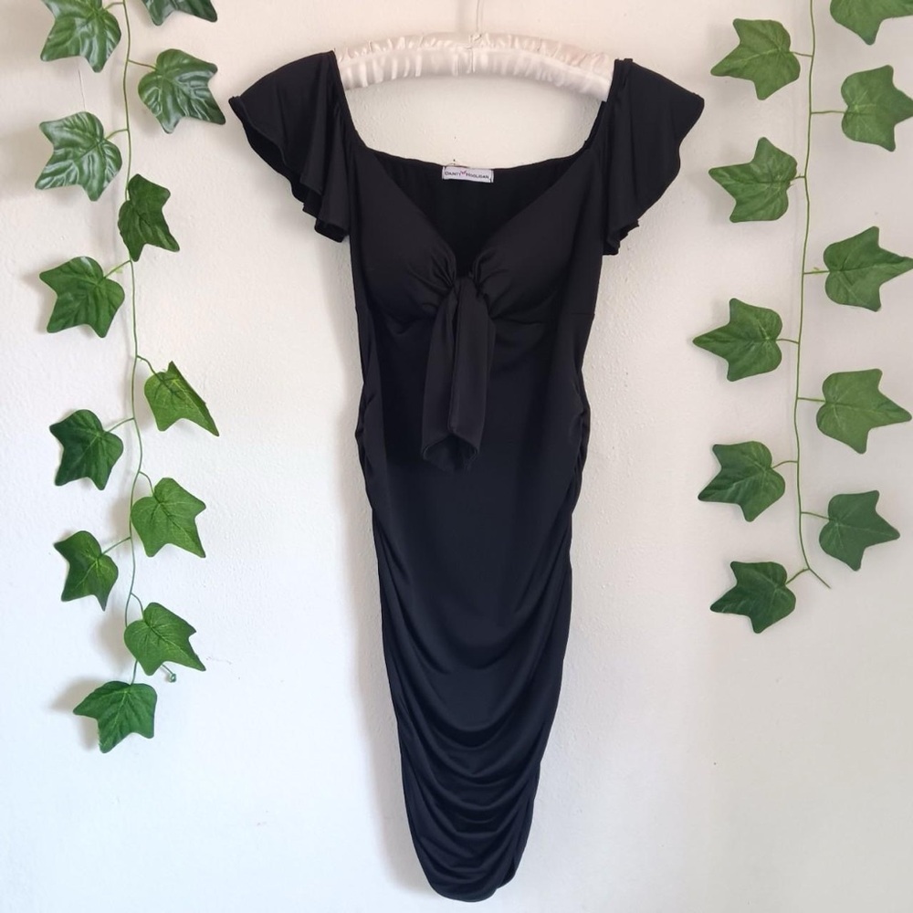 Dainty Hooligan Black Ruffle Sleeve Mini Dress
